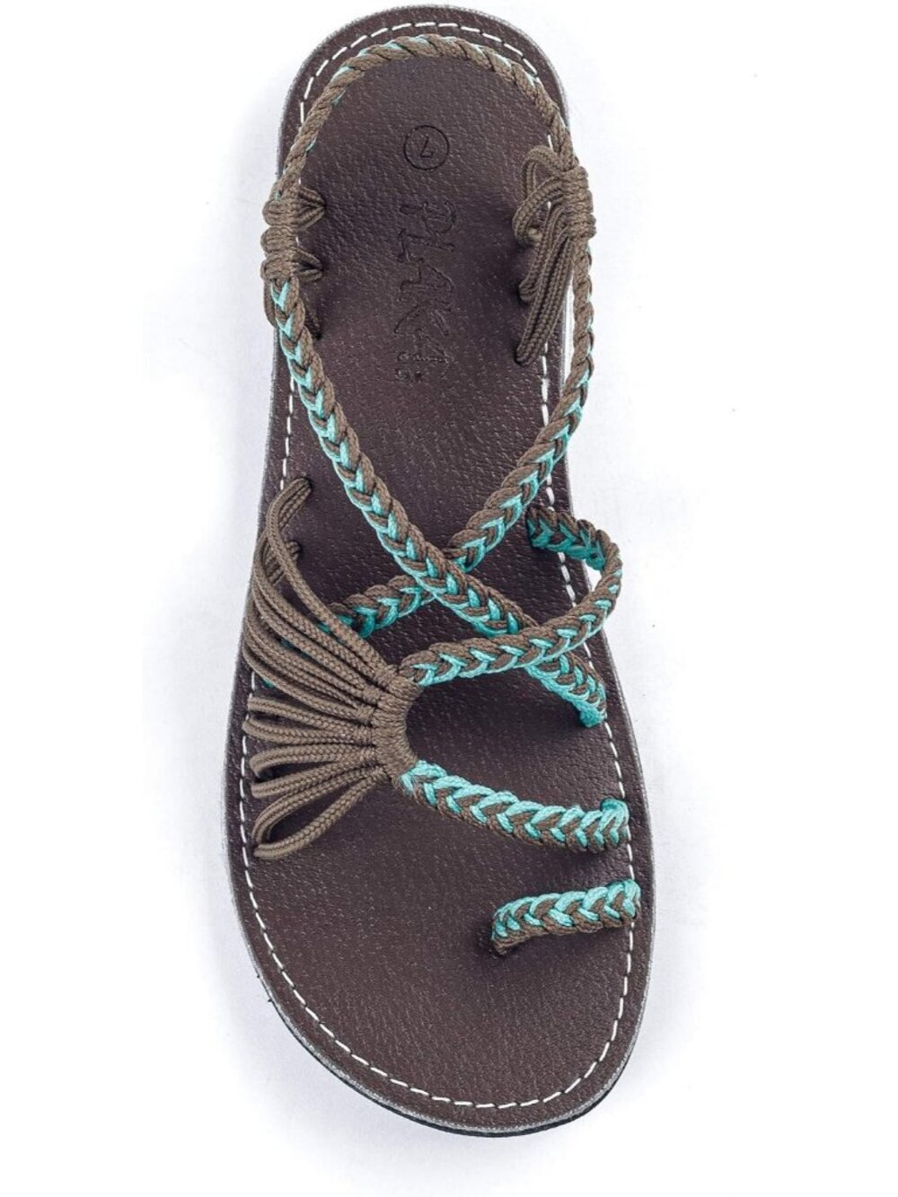 Womens Grey Sky Blue Comfortable Palm Leaf Herringbone Slip On Flat Sandal Shoes